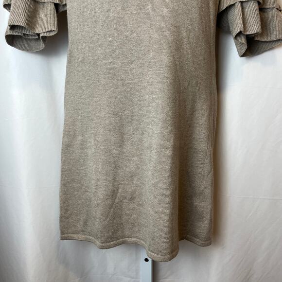 Spring & Clifton Women’s Tiered Ruffle Sleeve Sweater Dress Cashmere Silk Luxury - Picture 6 of 6